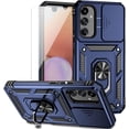 thumbnail image 1 of for Samsung Galaxy A34 5G Case with Slide Camera Cover HD Screen Protector [ Grade 16ft. Drop Tested] Ring Holder Kickstand Protective Phone Case for Samsung Galaxy A34 5G, Navy Blue, 1 of 16
