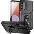 thumbnail image 1 of for Samsung Galaxy A34 5G Case with Slide Camera Cover HD Screen Protector [ Grade 16ft. Drop Tested] Ring Holder Kickstand Protective Phone Case for Samsung Galaxy A34 5G, Black, 1 of 16