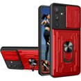 thumbnail image 1 of for Samsung Galaxy A34 5G Case with Slide Camera Cover, Heavy Duty Protective with Ring Kickstand & Card Holder Cell Phone Case for Samsung Galaxy A34 5G LJK Red, 1 of 10