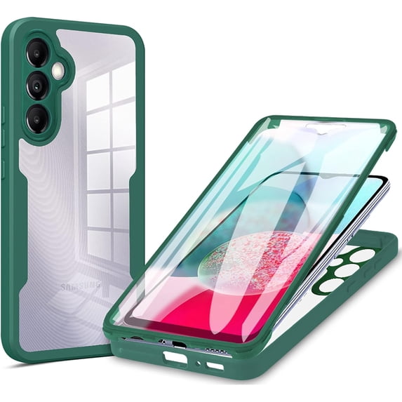 for Samsung Galaxy A34 5G Clear Case with Screen Protector, Slim Shockproof Soft TPU Bumper Full Body Protection Phone Cover Case for Samsung Galaxy A34 5G QC Green