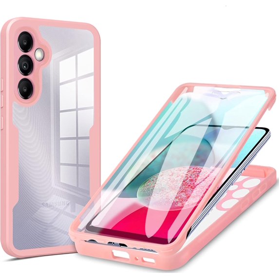 for Samsung Galaxy A34 5G Clear Case with Screen Protector, Slim Shockproof Soft TPU Bumper Full Body Protection Phone Cover Case for Samsung Galaxy A34 5G QC Pink