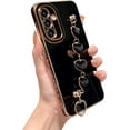 thumbnail image 1 of for Samsung Galaxy A34 5G Phone Case with Cute Elegant Love Heart Strap Luxury Plating Bracelet Side Heart Cover Hand Chain for Women Camera Protection Soft Silicone Shockproof Bumper (Black), 1 of 6
