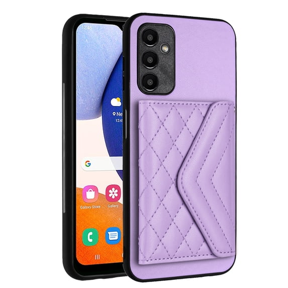 for Samsung Galaxy A34 5G Slim Case with Card Holders and Strap for Women, Samsung Galaxy A34 5G Phone Case Wallet PU Leather Kickstand RFID Blocking Flip Shockproof Wallet Case - Purple
