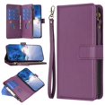 thumbnail image 1 of for Samsung Galaxy A34 5G Zipper Wallet Case for Women & Men with Credit Card Holder Wrist Hand Strap Kickstand, PU Leather Flip Magnetic Clasp Purse Cover for Samsung Galaxy A34 5G, Darkpurple, 1 of 8