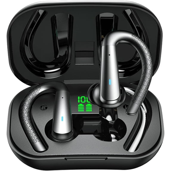 for Samsung Galaxy A34 Bluetooth Headphones with Earhooks Waterproof IPX7 Over the Ear Wireless Sports Workout Earbuds with LED Display for Gym Running Exercise Fitness with Mic