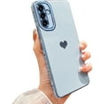 thumbnail image 1 of for Samsung Galaxy A34 Luxury Electroplated Cute Love Heart Phone Case for Women Full Camera Protection Soft Silicone Anti-Fingerprint Shockproof Cover Bumper for Samsung A34 5G (Blue), 1 of 9
