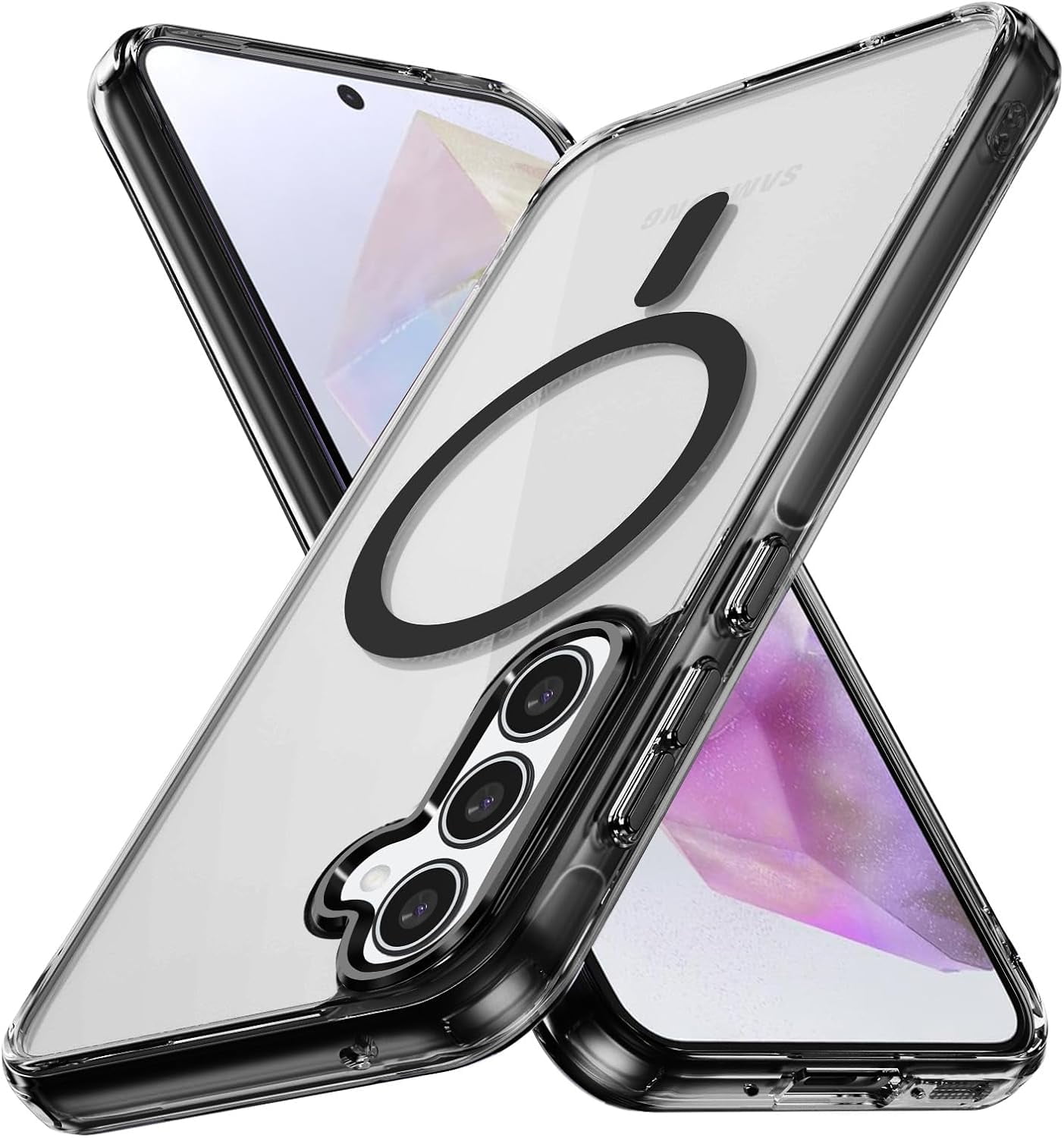 for Samsung Galaxy A35 5G Case Hard [Compatible with Magsafe Wireless Charging] Yellowing Resistant Magnetic Cover Clear para A 35 6.6 inch 2024 Rugged Best Phone Cases Black