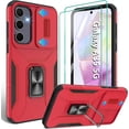 thumbnail image 1 of for Samsung Galaxy A35 5G Case with Slide Camera Cover & Screen Protector (2 PCS), A35 Case Build in 360° Rotating Ring Kickstand, Military Grade Protective Case for Galaxy A35 Phone Cases, Red, 1 of 14