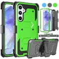 thumbnail image 1 of For Samsung Galaxy A35 5G Phone Case, with [Built-in Screen Protector] and Belt Clip Holster, eBizWare Shockproof Heavy Duty Protective Rugged Case Kickstand Cover for Galaxy A35 5G - Green, 1 of 9