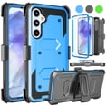 thumbnail image 1 of For Samsung Galaxy A35 5G Phone Case, with [Built-in Screen Protector] and Belt Clip Holster, eBizWare Shockproof Heavy Duty Protective Rugged Case Kickstand Cover for Galaxy A35 5G - Blue, 1 of 9