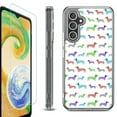 thumbnail image 1 of For Samsung Galaxy A35 5G Phone Case Cover, Shockproof Bumper Hybrid Case with Tempered Glass Screen Protector, by OneToughShield - Colorful Dachshund/Puppy, 1 of 3