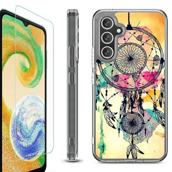 For Samsung Galaxy A35 5G Phone Case Cover, Shockproof Bumper Hybrid Case with Tempered Glass Screen Protector, by OneToughShield - Dream Catcher Color