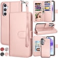 thumbnail image 1 of For Samsung Galaxy A35 5G Phone Case, Galaxy A35 5G Leather Wallet Case with Card Holder and Lanyard for Women Men, eBizWare Magnetic Flip Detachable Cover - Rose Gold, 1 of 7
