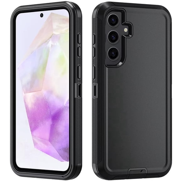 Samsung Galaxy A35 5G Phone Case Shockproof Dust/Drop Proof 3 in 1 Full Body Rugged Heavy Duty Durable Cover Black