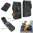 thumbnail image 1 of For Samsung Galaxy A35 5G Universal Vertical Denim Fabric Case Holster with 2 Card Slots, Pen Holder, Belt Clip Loop & Hook Carrying Large Phone Pouch - Black Denim, 1 of 9