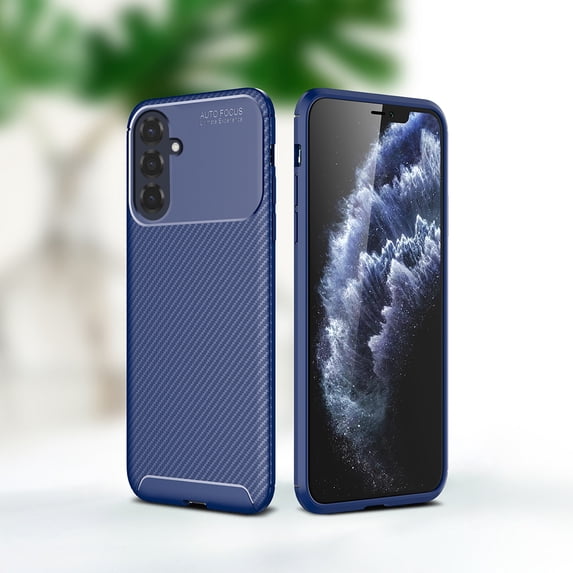 for Samsung Galaxy A35 Case Carbon Fiber Patterned, Military-Grade Drop Protection Cover, Slim Shockproof TPU Rubber for Samsung Galaxy A35 Anti-Scratch,Supports Wireless Charging,Blue