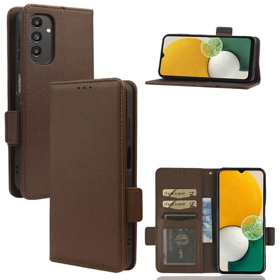 for Samsung Galaxy A35 Case, Classic Design PU Leather Wallet Magnetic Closure Flip Case with Kickstand Card Holder Slot Shockproof Protective Cover for Samsung Galaxy A35 - Brown