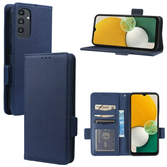 for Samsung Galaxy A35 Case, Classic Design PU Leather Wallet Magnetic Closure Flip Case with Kickstand Card Holder Slot Shockproof Protective Cover for Samsung Galaxy A35 - Darkblue
