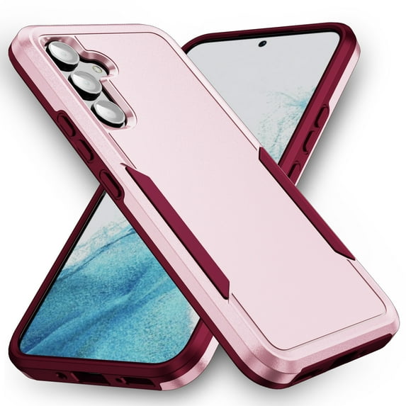 for Samsung Galaxy A35 Case, Dual Layers Shell Hard PC + Soft TPU Back Shell Heavy Duty Military Drop Protection Rugged Shockproof Hybrid Case for Samsung Galaxy A35, Pink/Rose