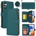 thumbnail image 1 of for Samsung Galaxy A35 Crossbody Case, RFID Blocking for Galaxy A35 Case Wallet with Card Holder, Fashion PU Leather Magnetic Flip Zipper Wrist Strap Lanyard Phone Case, Green, 1 of 11