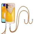 thumbnail image 1 of for Samsung Galaxy A35 Crossbody Strap Phone Case, Anti-Fall Pattern Clear Design Transparent Soft & Flexible TPU Drop and Shockproof Protective Cover with Adjustable Nylon Neck Strap, Draft Beer, 1 of 7