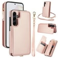 thumbnail image 1 of for Samsung Galaxy A35 Crossbody Wallet Phone Case with Card Holder&Zipper, Back Flip Folio PU Leather Kickstand Card Slots Double Magnetic Clasp Shockproof Case for Women Girls,Rosegold, 1 of 8