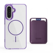 For Samsung Galaxy A35 Magnetic 2-in-1 Phone Case,with Magnetic Detachable Card Holder,Credit Card Slot,Compatible with Mag-Safe,Transparent Back,Shockproof Rugged Wallet Phone Case,Purple