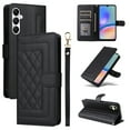 thumbnail image 1 of for Samsung Galaxy A35 Thin Fit Case Cover, Premium PU Leather Magnetic Wallet Flip Case with Stand Bracket Holder Flip Cover with Card Slots and Wrist Strap for Samsung Galaxy A35 - Black, 1 of 6