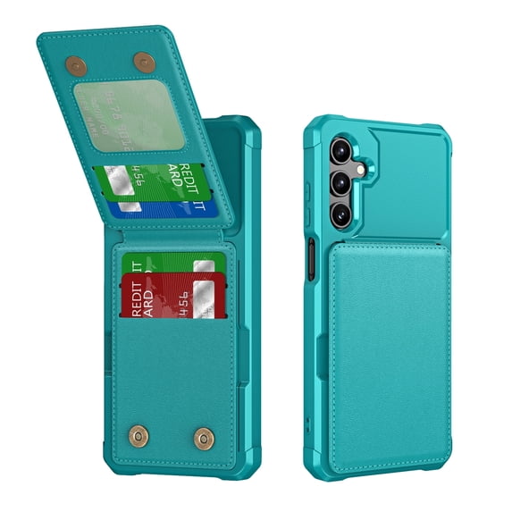 for Samsung Galaxy A35 Wallet Case, Built-in 4 Card Holders Kickstand Purse Cover, Military Grade Enhanced Corners Drop Protection, Rugged Protective Phone Case for Samsung Galaxy A35, Green