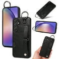 thumbnail image 1 of for Samsung Galaxy A35 Wallet Case with Card Holder, Hand Wrist Strap Loop Holder Kickstand, Finger Grip Ring PU Leather Double Buttons Shockproof Soft TPU Cover for Galaxy A35, Black, 1 of 10