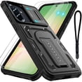 thumbnail image 1 of for Samsung Galaxy A36 5G/A56 5G Case with 2 Pack Screen Protector, Upgrade Slide Camera Cover & Kickstand, Lanyard Strap, Military Grade Shockproof Heavy Duty Robust Bumper Phone Case, Black, 1 of 9