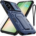 thumbnail image 1 of for Samsung Galaxy A36 5G/A56 5G Case with 2 Pack Screen Protector, Upgrade Slide Camera Cover & Kickstand, Lanyard Strap, Military Grade Shockproof Heavy Duty Robust Bumper Phone Case, Blue, 1 of 9
