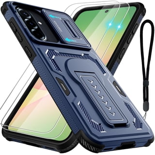 for Samsung Galaxy A36 5G/A56 5G Case with 2 Pack Screen Protector, Upgrade Slide Camera Cover & Kickstand, Lanyard Strap, Military Grade Shockproof Heavy Duty Robust Bumper Phone Case, Blue