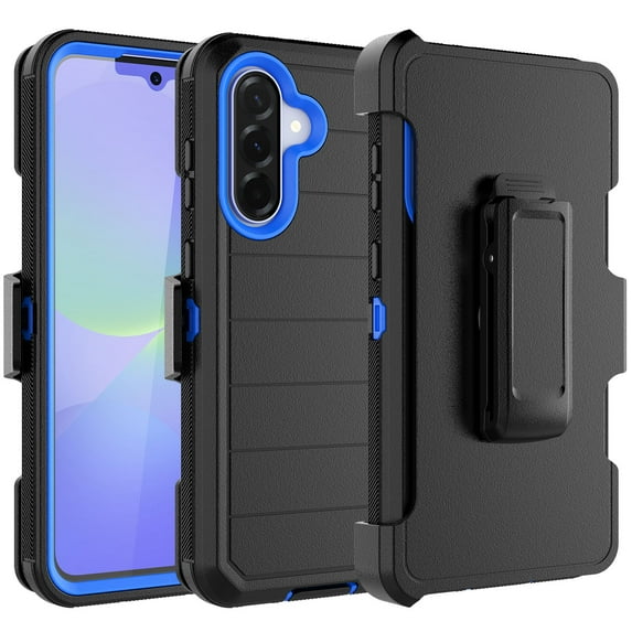 For Samsung Galaxy A36 5G Case with Built-in Screen Protector and Holster Belt Clip, Military Grade Protection Shockproof Heavy Duty Rugged Kickstand Phone Cover for Galaxy A36 5G Case - Blue