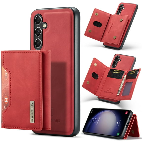 for Samsung Galaxy A36 5G Case, Magnetic Buckle Leather Detachable Wallet Cover, Card Pocket Back Flip Kickstand Shockproof Business Slim Phone Case For Samsung Galaxy A36 5G, Red