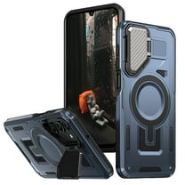 for Samsung Galaxy A36 5G Case with Metal Camera Cover Bracket, [Compatible with MagSafe] [Built-in Kickstand] [Military-Grade Protection] Heavy Duty Magnetic Case for Galaxy A36 5G, Navyblue