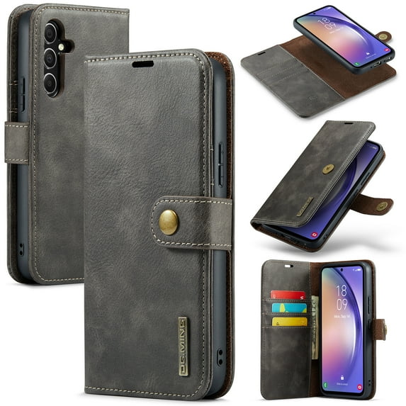 for Samsung Galaxy A36 5G Case, PU Leather Detachable Vintage Wallet Flip Magnetic Clousure Drop Protective Slim Phone Case Cover for Samsung Galaxy A36 5G with Card Holder - Gray