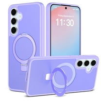 for Samsung Galaxy A36 5G Case with Ring Kickstand, Compatible with MagSafe, Ultra Slim Lightweight Drop Protective Cover, Luxury Shockproof Anti-Scratch Translucent Back Phone Case, Lightpurple