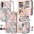 thumbnail image 1 of For Samsung Galaxy A36 5G Case Wallet with Card Holder, Lanyard and Kickstand for Women Men, Ebizware Magnetic Flip Detachable PU Leather Wallet Phone Case Cover for Galaxy A36 5G - Marble Pink, 1 of 8