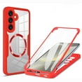 thumbnail image 1 of for Samsung Galaxy A36 5G Clear Case with Built-in Screen Protector Film, Compatible with Mag-Safe, Military-Grade Protection Yellowing Resistant, Shockproof Magnetic Full Phone Case, Red, 1 of 8
