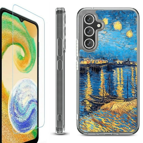 For Samsung Galaxy A36 5G Phone Case Cover, Shockproof Bumper Hybrid Case with Tempered Glass Screen Protector, by OneToughShield - Starry Night Rhone