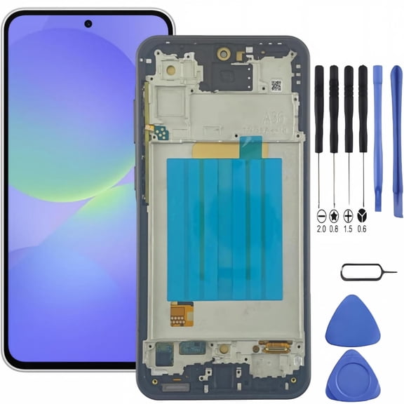 Samsung Galaxy A36 5G Screen Replacement with Frame, 6.7" 120Hz Super AMOLED Flat Touch Digitizer, Complete Disassembly Repair Tool Kit for SM-A366U SM-A