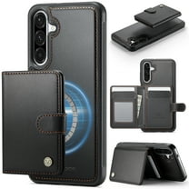 for Samsung Galaxy A36 5G Wallet Case with Detachable Magnetic Card Holder, PU Leather   TPU, RFID Blocking Kickstand 2-in-1 Shockproof Drop Protective Phone Case with Magnetic Buckle, Black