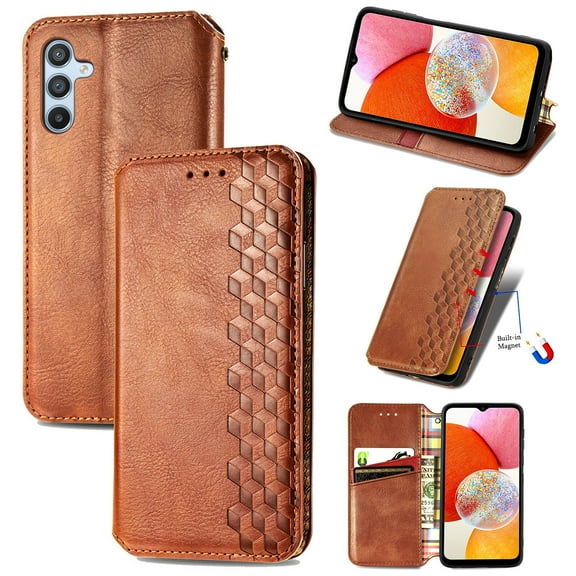 for Samsung Galaxy A36 5G Wallet Case, Men's Retro Premium Business PU Leather Classic Magnetic Closure Flip Case with Card Holder [RFID Blocking] Folio Kickstand Shockproof Phone Cover,Brown