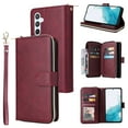 thumbnail image 1 of for Samsung Galaxy A36 5G Wallet Case with Zipper Pocket, PU Leather Card Holder Cover, Kickstand Magnetic Clasp Wrist Strap Heavy Duty Shockproof Protective Phone Case for Galaxy A36 5G, Winered, 1 of 8