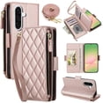 thumbnail image 1 of For Samsung Galaxy A37 5G RFID Blocking Wallet Case, Crossbody Purse Phone Case with 9 Card Slots, Zipper Pocket & Detachable Strap,Rose Gold,For Galaxy A37 5G, 1 of 9