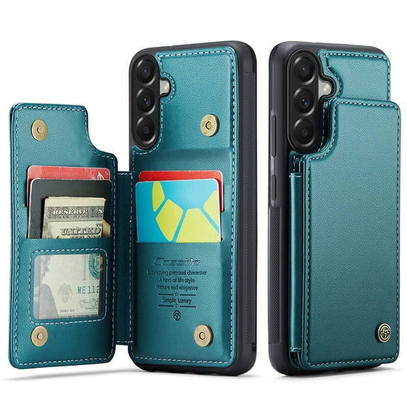For Samsung Galaxy A37 A57 Case with Card Holder, Wallet Case for Women Men with RFID Blocking, Durable Leather Kickstand Magnetic Clasp Shockproof Phone Case