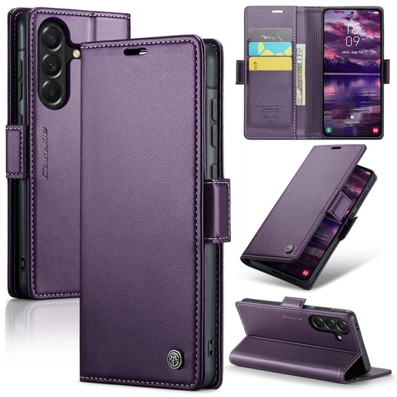 For Samsung Galaxy A37 A57 Case with Card Holder, Wallet Case for Women Men with RFID Blocking, Durable Leather Kickstand Magnetic Clasp Shockproof Phone Case