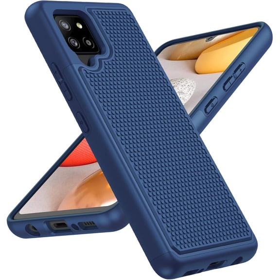 for Samsung Galaxy A42 5G Case: Dual Layer Protective Heavy Duty Cell Phone Cover Shockproof Rugged with Non Slip Textured Back - Military Protection Bumper Tough - 6.6inch (Navy Blue)