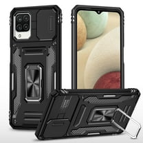 Samsung Galaxy A42 5G Case with Lens Protection, Galaxy A42 5G Ring Holder with Camera Cover & Kickstand Military Grade Shockproof Heavy Duty Protective Support Magnetic Car Mount Holder, Black
